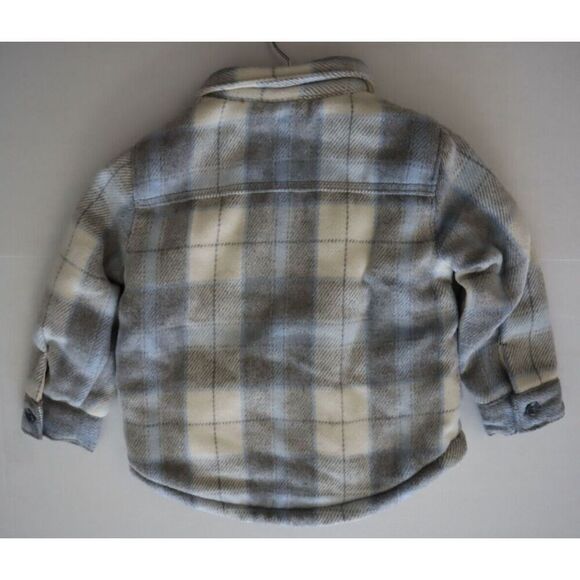 Baby GAP Toddler Sz 4 Years Sky Blue Plaid Sherpa-Lined Flannel Shirt Jacket - Picture 2 of 8
